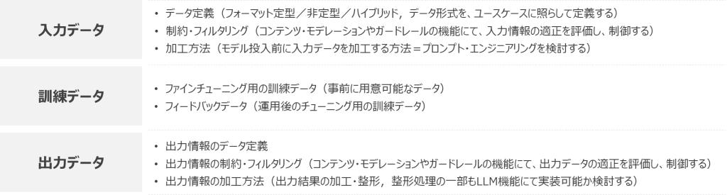 データ設計にて注意すべき検討事項の一部を例示