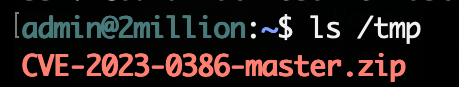 admin@2million:~$ ls /tmp CVE-2023-0386-master.zip _Hack The Box