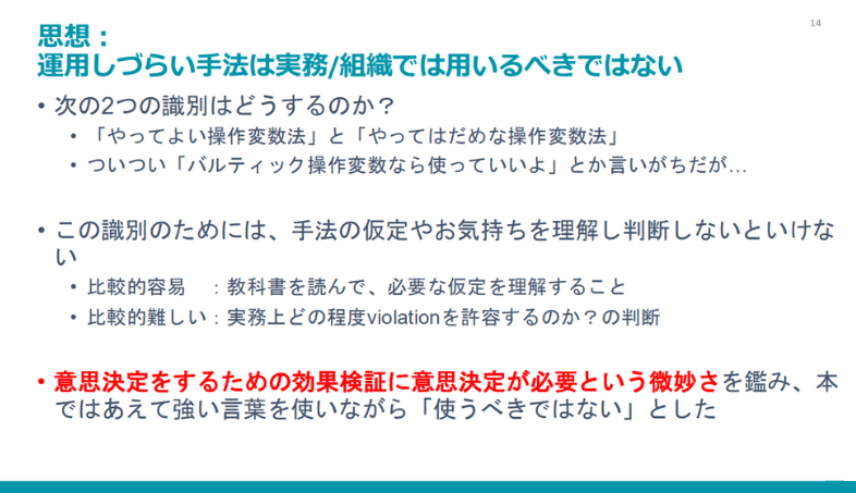 思想：運用しづらい手法は実務/組織では用いるべきではない